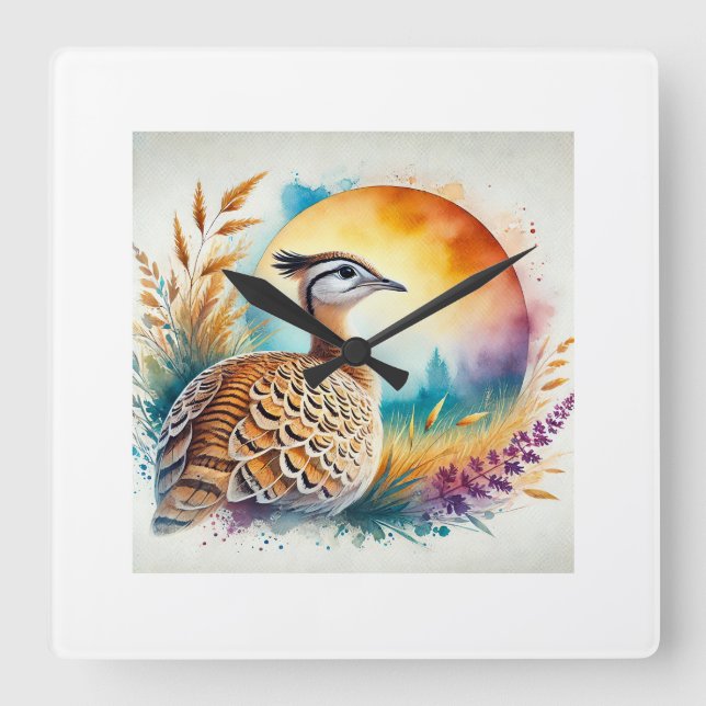 Galn 221024AREF120 - Watercolor Square Wall Clock (Front)