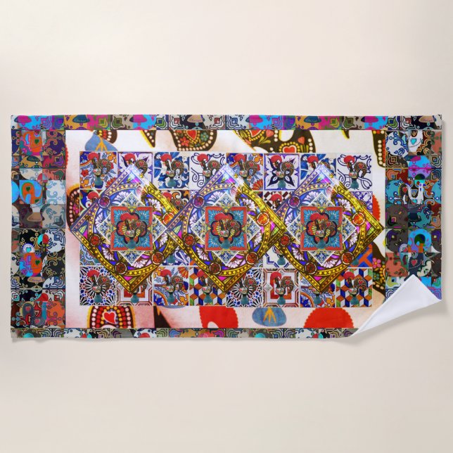 Galo de Barcelos, Portugal Beach Towel (Front)