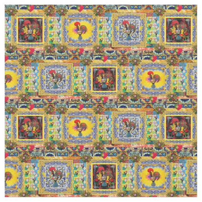Galo de Barcelos, Portugal Fabric (Close Up)