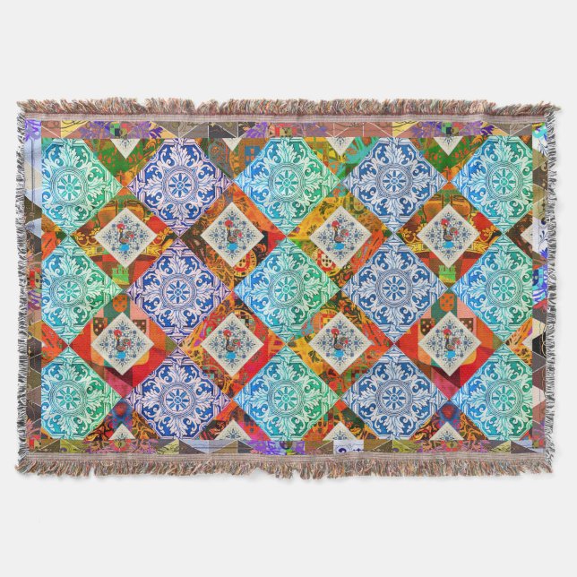 Galo de Barcelos, Portugal Throw Blanket (Front)
