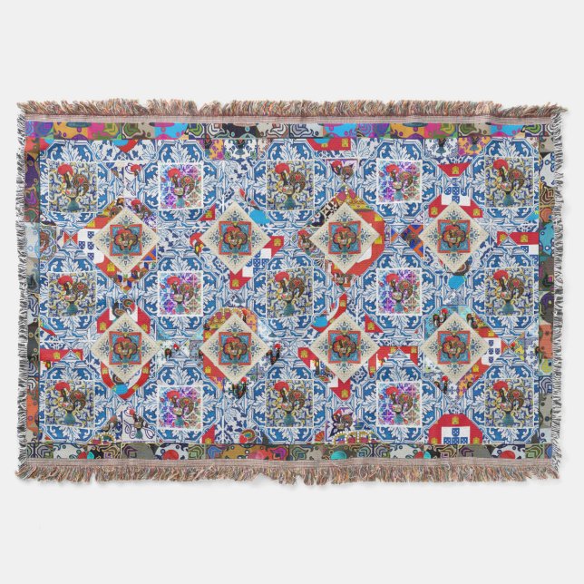 Galo de Barcelos, Portugal Throw Blanket (Front)