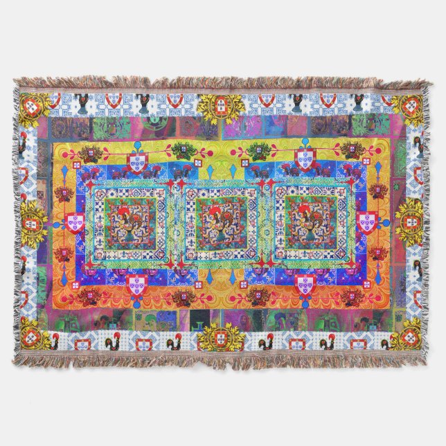 Galo de Barcelos, Portugal Throw Blanket (Front)