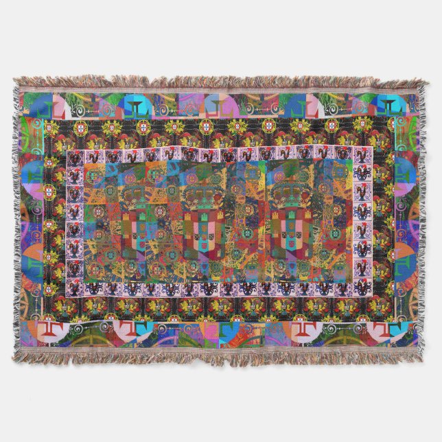 Galo de Barcelos, Portugal Throw Blanket (Front)