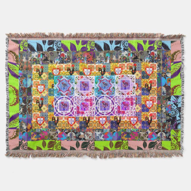 Galo de Barcelos, Portugal Throw Blanket (Front)