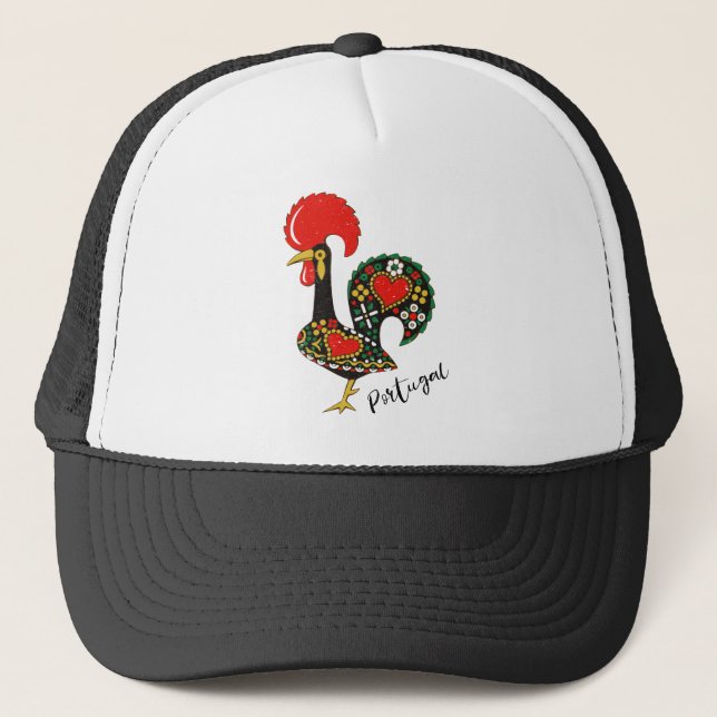 Galo de Barcelos Portuguese Rooster Trucker Hat (Front)