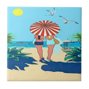 Gals on Beach Tile