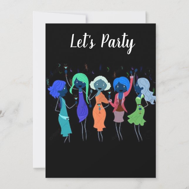 "GALS SAY LET'S PARTY" BACHELORETTE - BRIDAL PARTY INVITATION (Front)