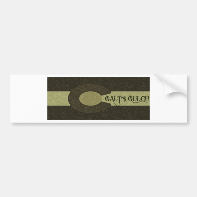 Galt's Gulch - Grey and Gold Combo Design Bumper Sticker (Front)