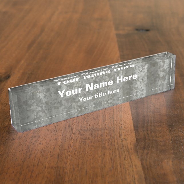 Galvanised Steel Desk Name Plate (Side)