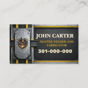 Galvanised Steel Yellow Welder Custom Logo QR Code Business Card
