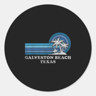 Galveston Beach Texas Family Summer Vacation Vinta Classic Round Sticker