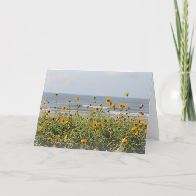 Galveston Island Beach Flowers Greeting Card (Front)