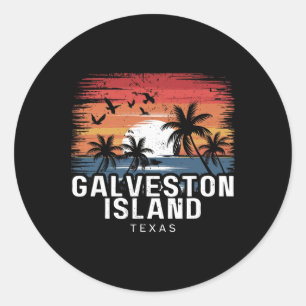 Galveston Island Beach Texas Surfing Surfer Classic Round Sticker