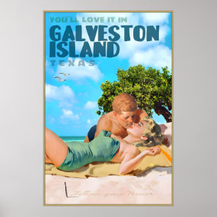 Galveston Island Texas Travel Poster Marilyn