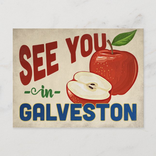Galveston Texas Apple - Vintage Travel Postcard (Front)