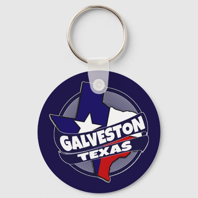 Galveston Texas flag burst keychain (Front)