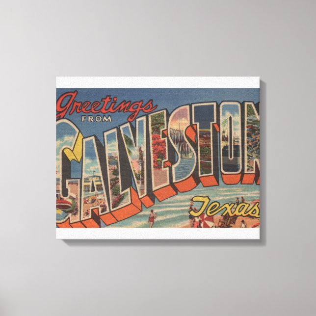 Galveston, Texas - Large Letter Scenes 2 Canvas Print (Front)