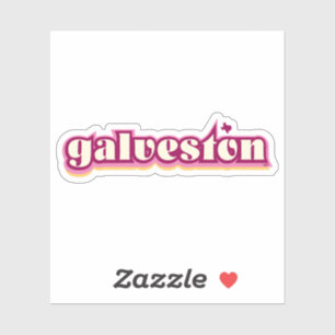 Galveston, Texas - retro, maroon, pink, yellow