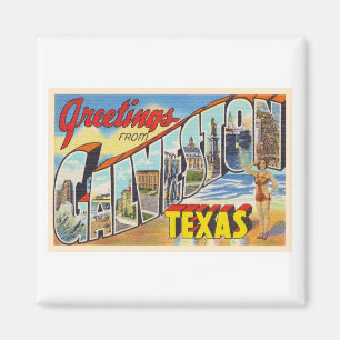 Galveston Texas TX Vintage Large Letter Postcard Magnet
