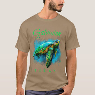 Galveston Texas Watercolor Sea Turtle T-Shirt