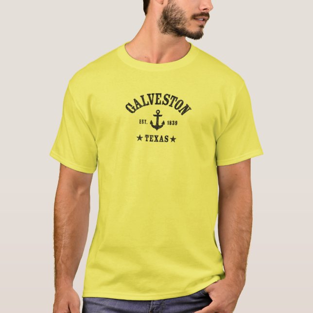 GALVESTON TX Nautical Design W. Anchor T-Shirt (Front)