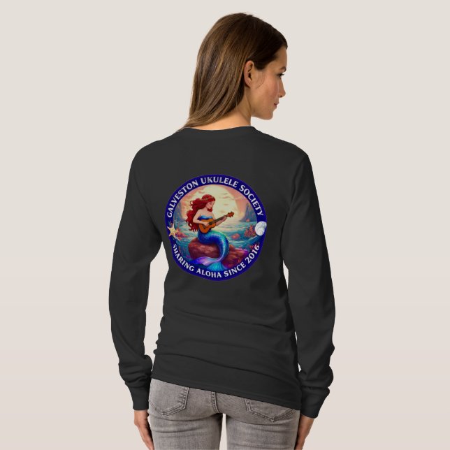 Galveston Ukulele Society Mermaid Shirt Women LS (Back Full)