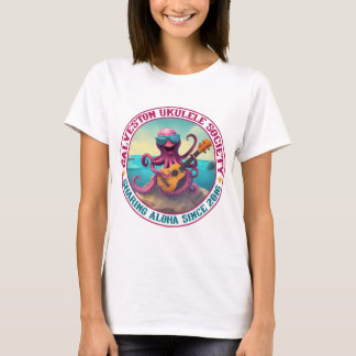 Galveston Ukulele Women’s T-Shirt Lg Octopus Front