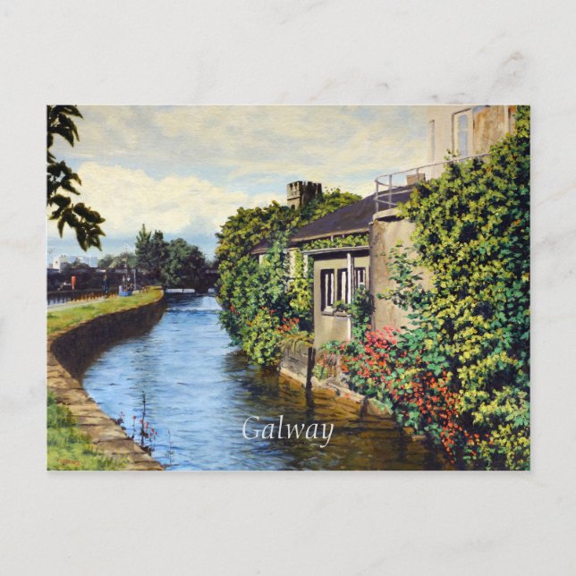Galway City Ireland Scenic Canal View Postcard (Front)