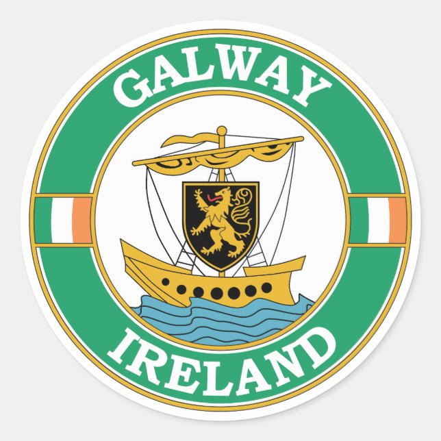 Galway Ireland Circle Emblem Classic Round Sticker (Front)