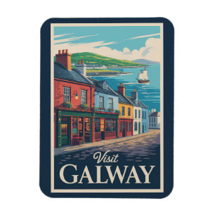 Galway Ireland Illustration Travel Art Vintage Magnet