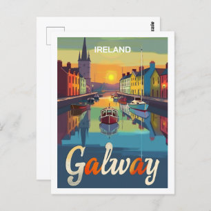 Galway Ireland Vintage Famous Travel Place Postcard