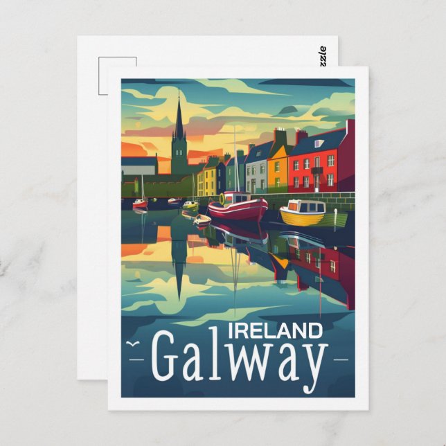 Galway Ireland Vintage Famous Travel Place Postcard (Front/Back)