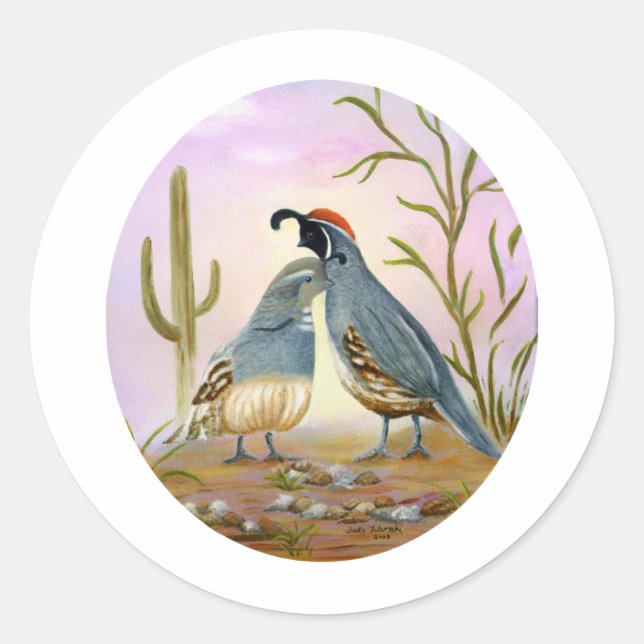 Gambel Quails Classic Round Sticker (Front)