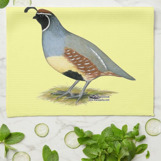 Gambel's Desert Quail Tea Towel (Folded)