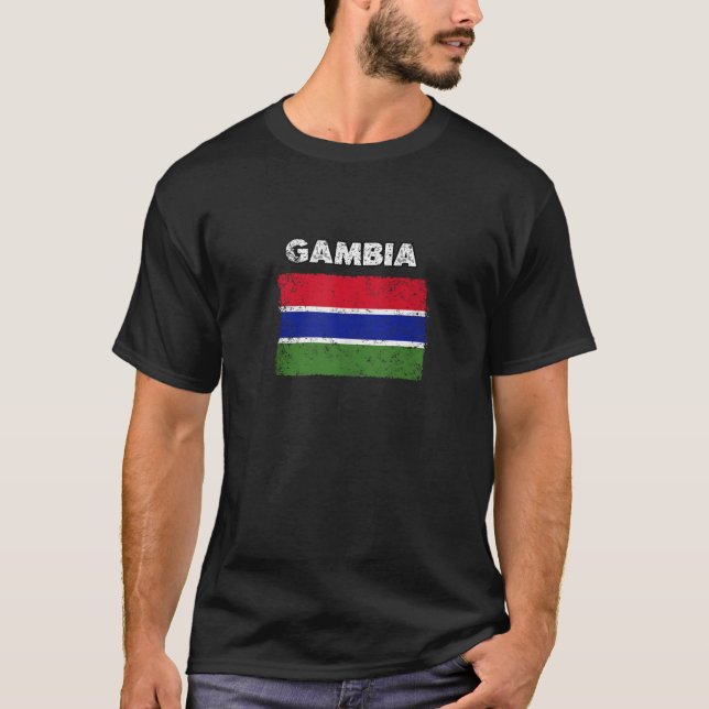 Gambia Country Flag With Grunge Distressed Style T T-Shirt (Front)