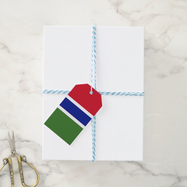 Gambia flag gift tags (With Twine)