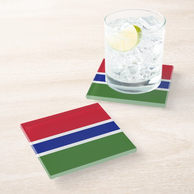 Gambia flag glass coaster (Angled)