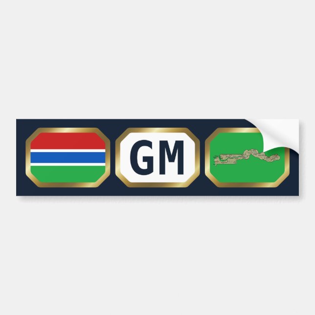 Gambia Flag Map Code Bumper Sticker (Front)