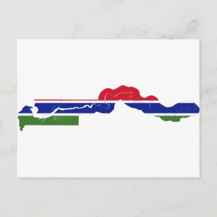 Gambia Flag Map GM Postcard