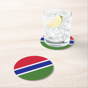 Gambia flag round paper coaster