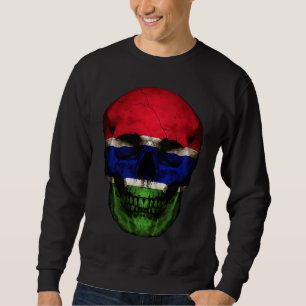 Gambia Flag Skull Gambian Roots Proud Patriotic Sweatshirt