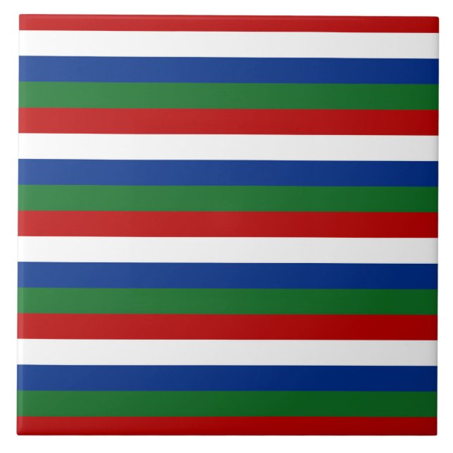 gambia flag stripes country pattern symbol red gre tile (Front)