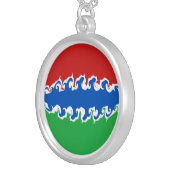 Gambia Gnarly Flag Silver Plated Necklace (Front Right)
