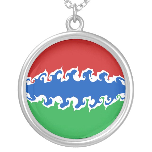 Gambia Gnarly Flag Silver Plated Necklace (Front)