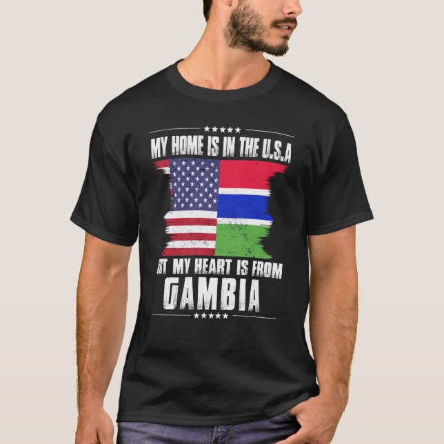 Gambian American Patriot Grown Proud Home Heart US T-Shirt (Front)