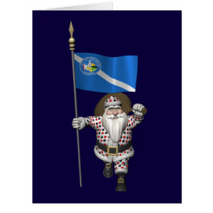 Gambler Santa Claus With Ensign Of Las Vegas