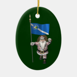 Gambler Santa Claus With Ensign Of Las Vegas Ceramic Tree Decoration