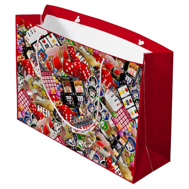 Gamblers Delight - Las Vegas Icons Large Gift Bag (Back Angled)