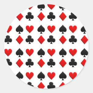 Gambling Cards Suits Classic Round Sticker