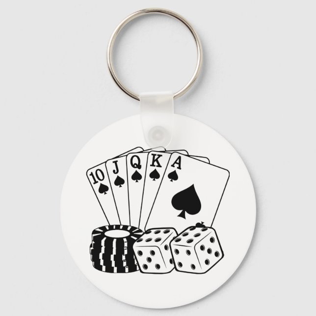 Gambling Casino Cards Dice Poker Chips Art Key Ring (Front)